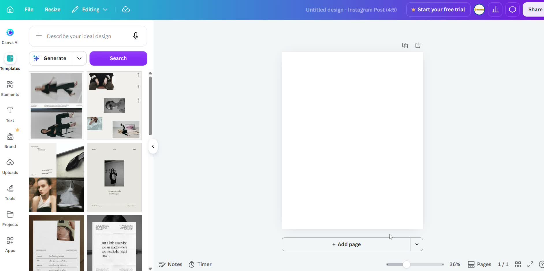 Captura de pantalla — paso 2: Abre Canva y elige el formato
