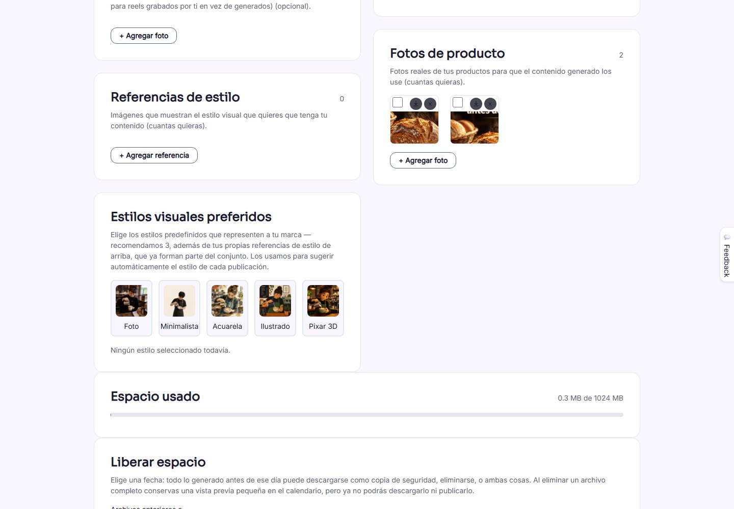 Captura de pantalla — paso 4: Mascota, fotos tuyas, estilos y productos