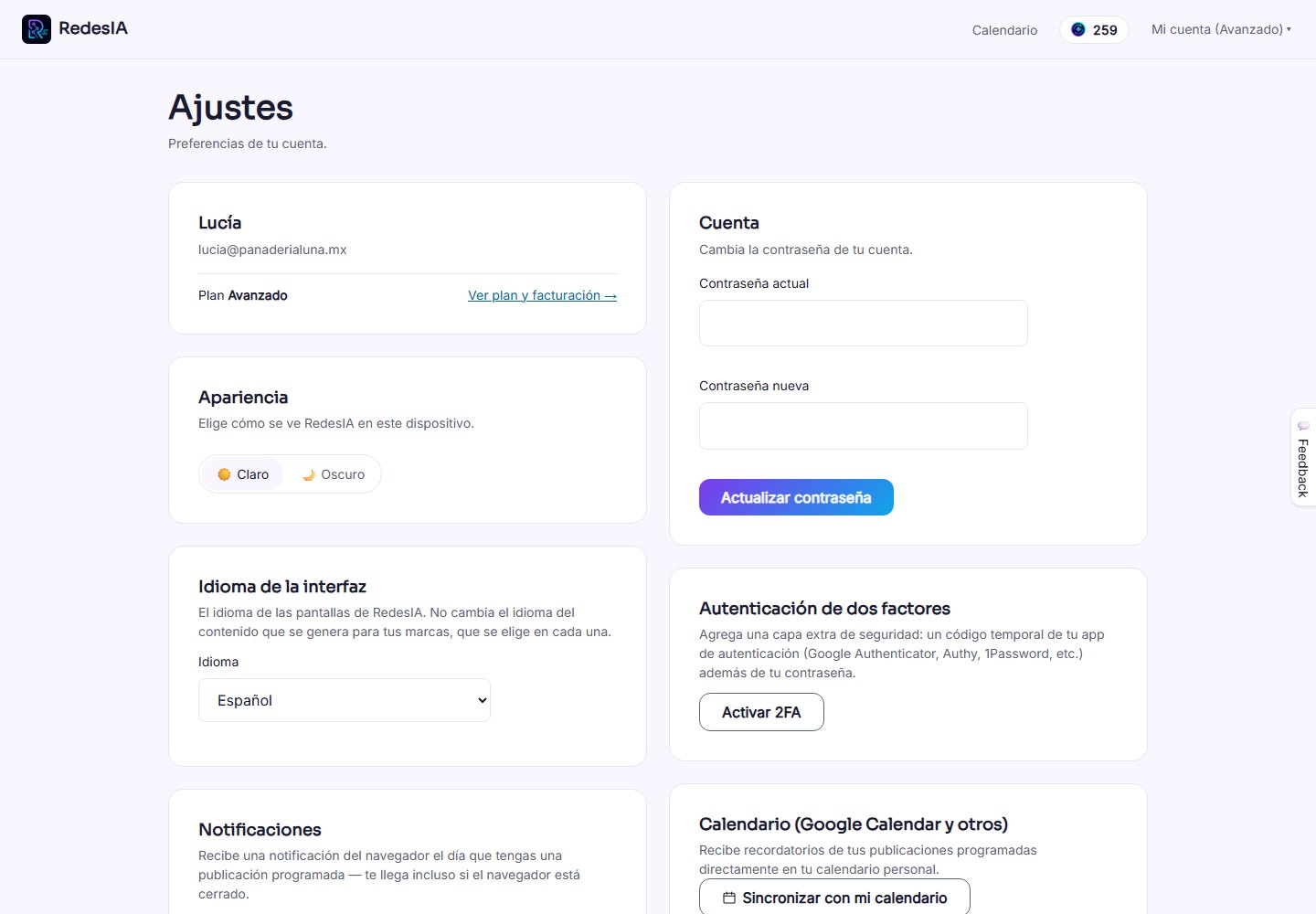 Captura de pantalla — paso 7: Ajustes de tu cuenta