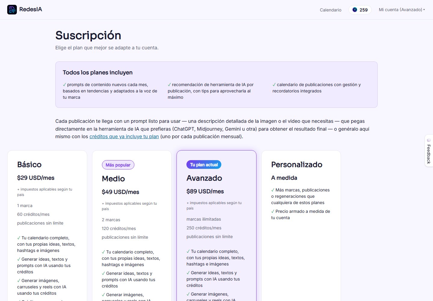 Captura de pantalla — paso 8: Tu plan y facturación