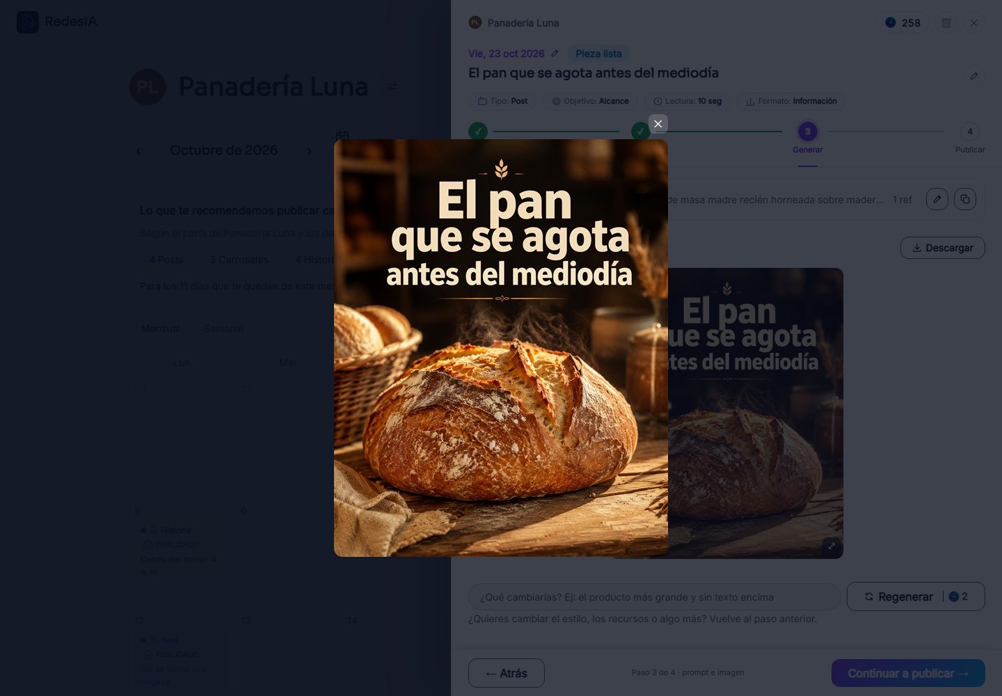 Captura de pantalla — paso 5: Comparalos con lo que genera RedesIA