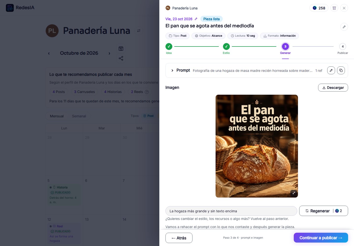 Captura de pantalla — paso 3: Genera y revisa el resultado