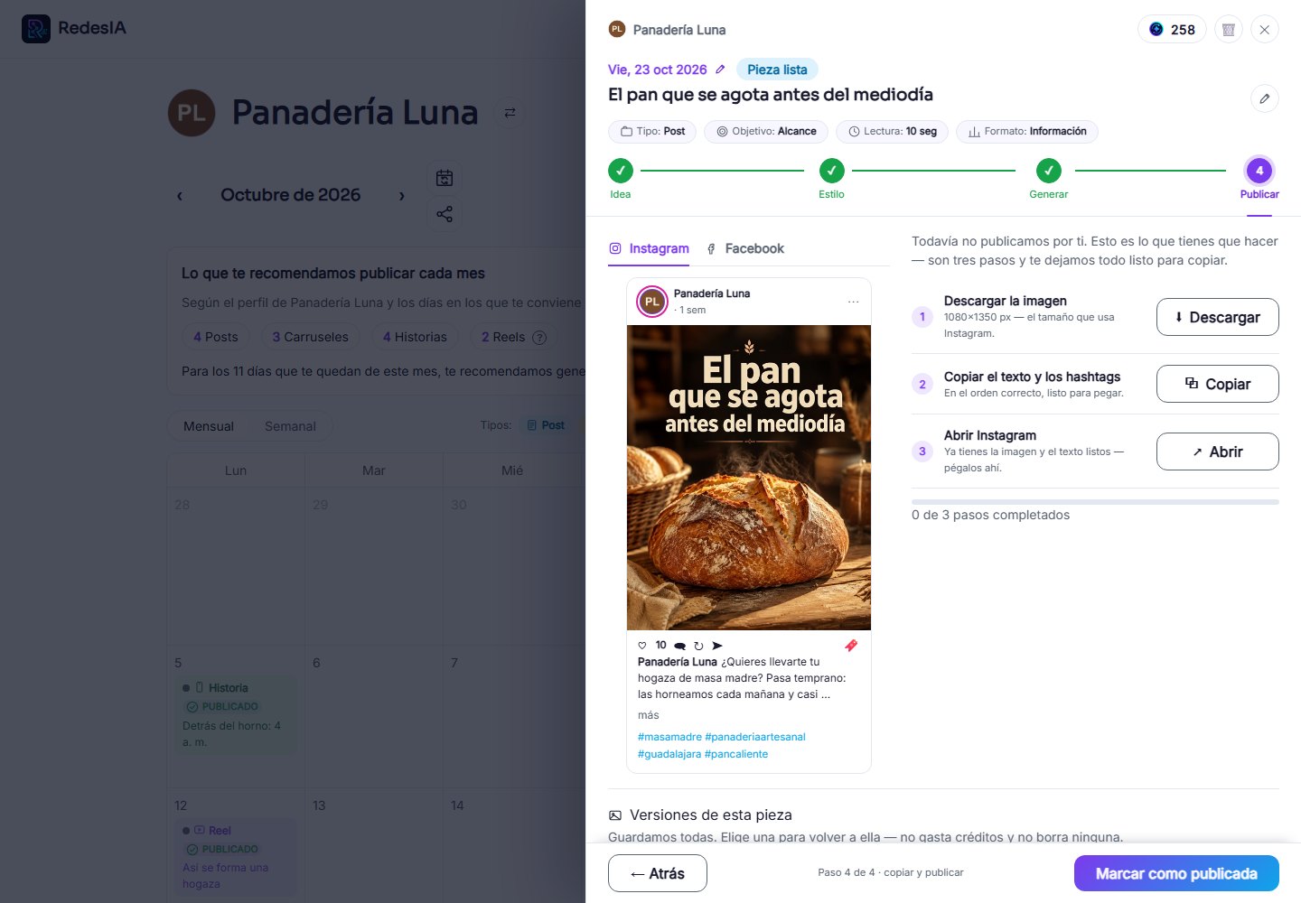 Captura de pantalla — paso 5: Compara las versiones y publica