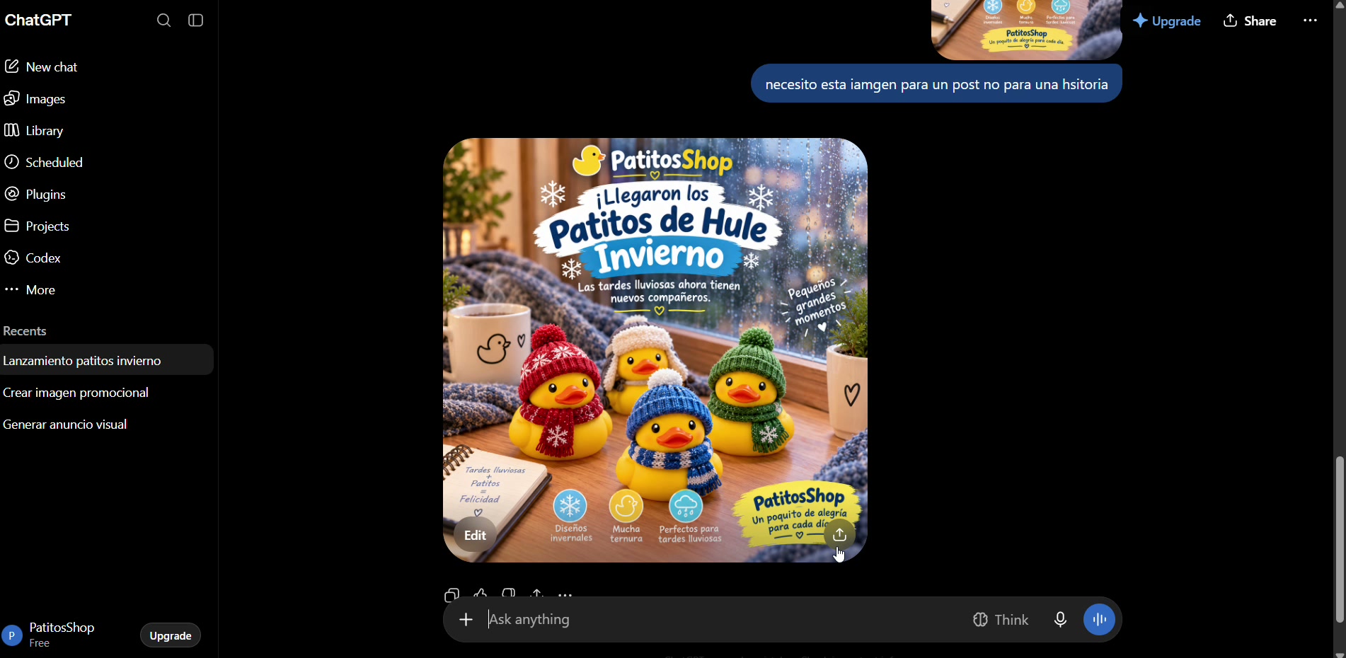 Captura de pantalla — paso 2: Si usas otra herramienta, dile el tamaño exacto