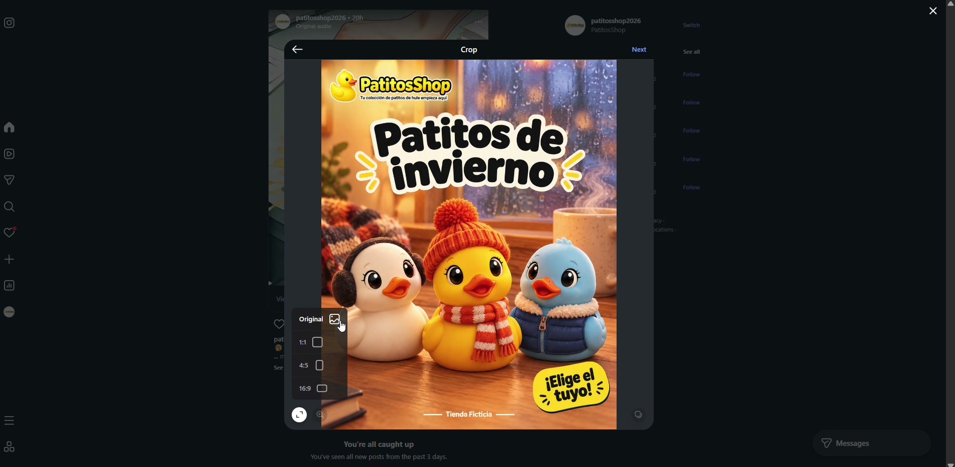Captura de pantalla — paso 5: Selecciona "Original" para que no se corte