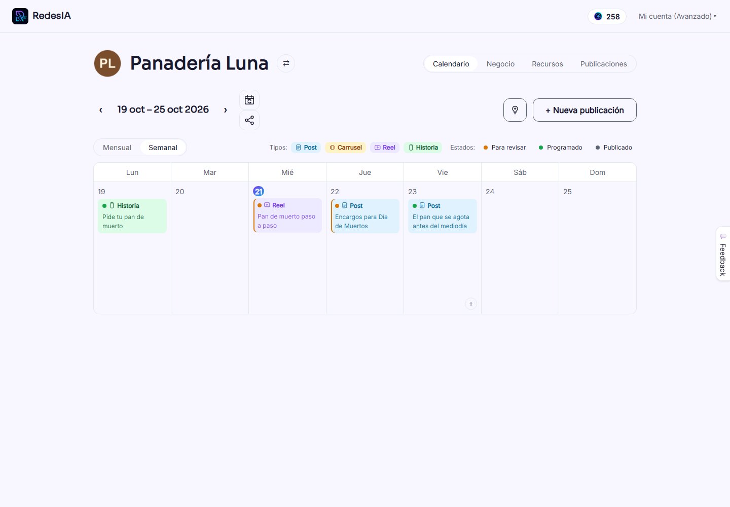 Captura de pantalla — paso 3: Así queda armada tu semana