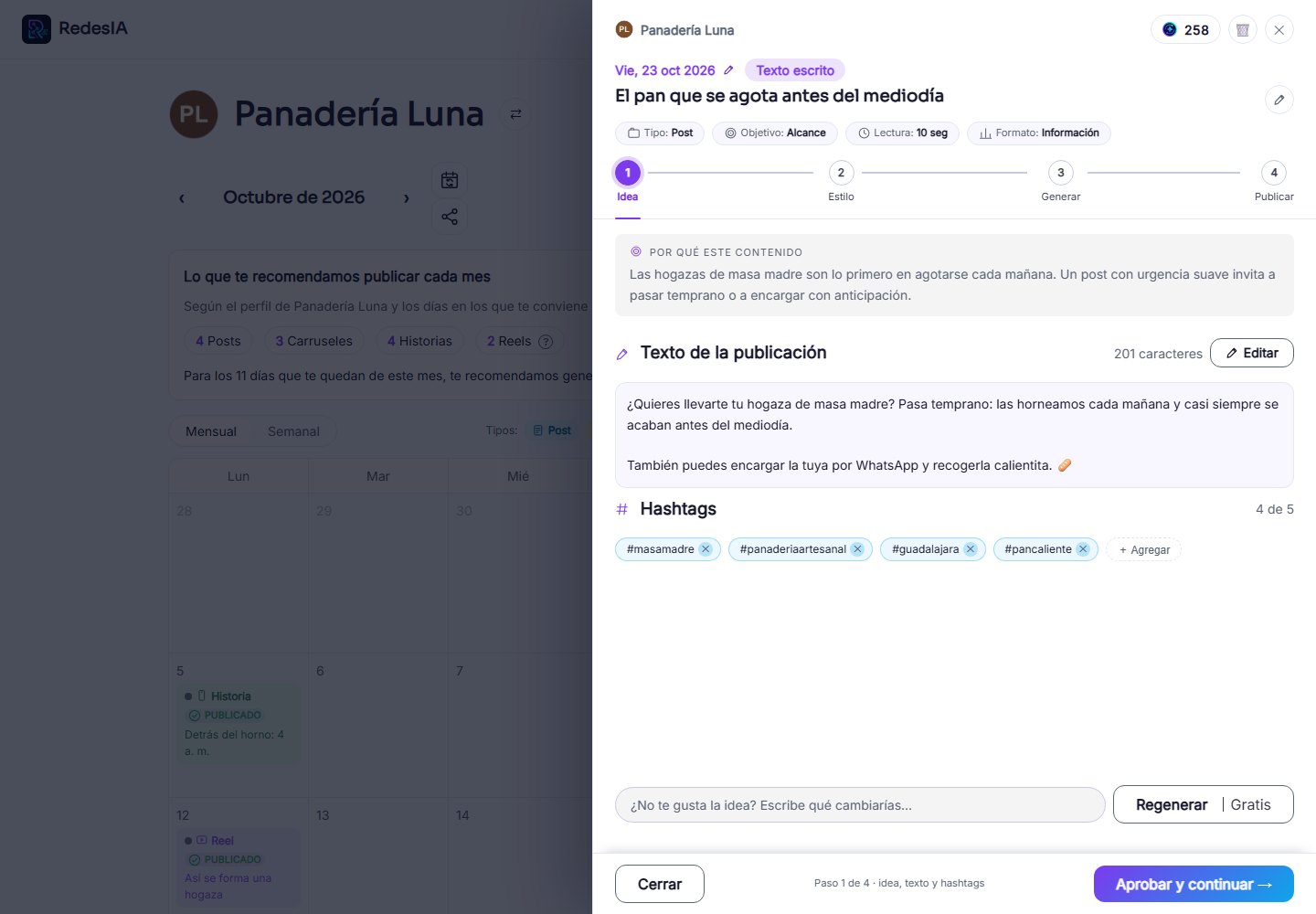 Captura de pantalla — paso 1: Abre la idea desde tu calendario