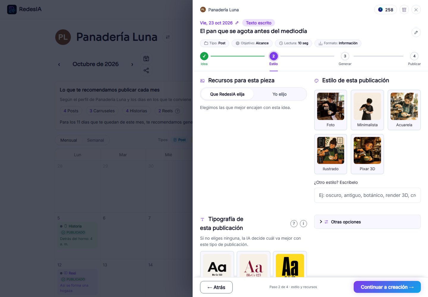 Captura de pantalla — paso 3: Elige el estilo visual