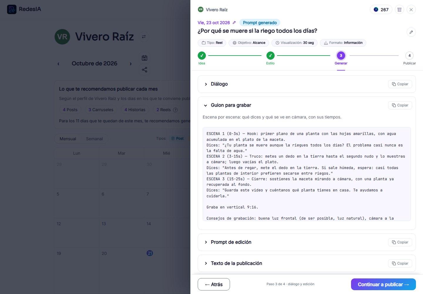 Captura de pantalla — paso 3: Genera o descarga el guion