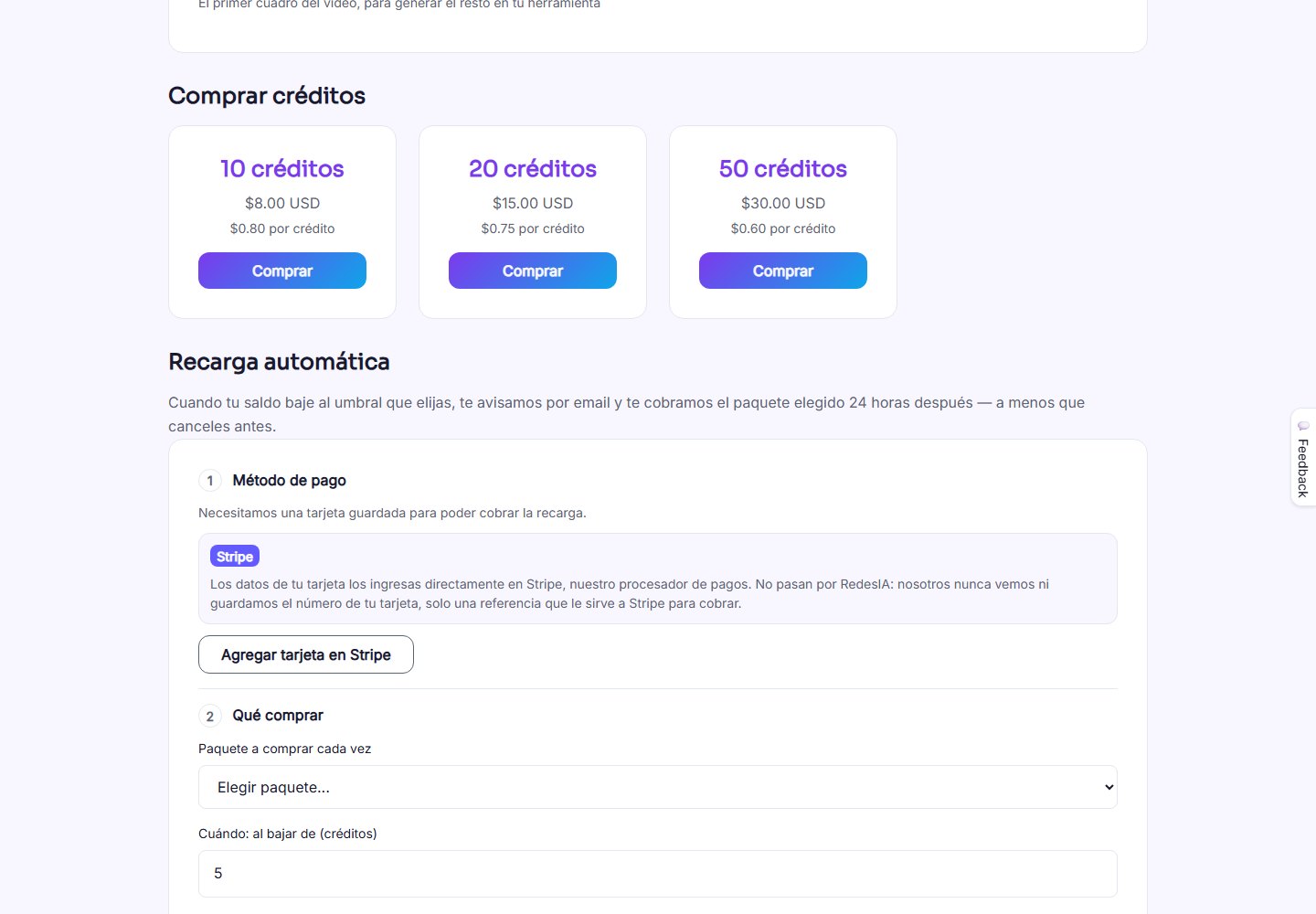 Captura de pantalla — paso 3: Compra créditos extra