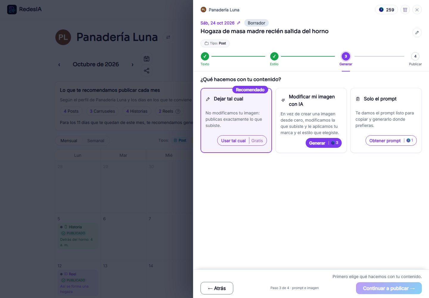 Captura de pantalla — paso 4: Decide qué hacemos con tu foto
