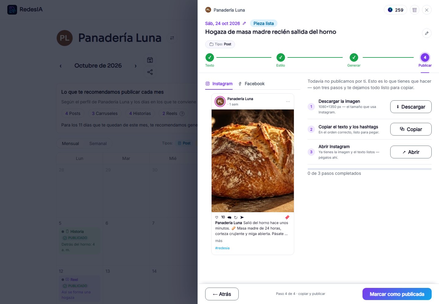 Captura de pantalla — paso 5: Revisa el resultado y publica