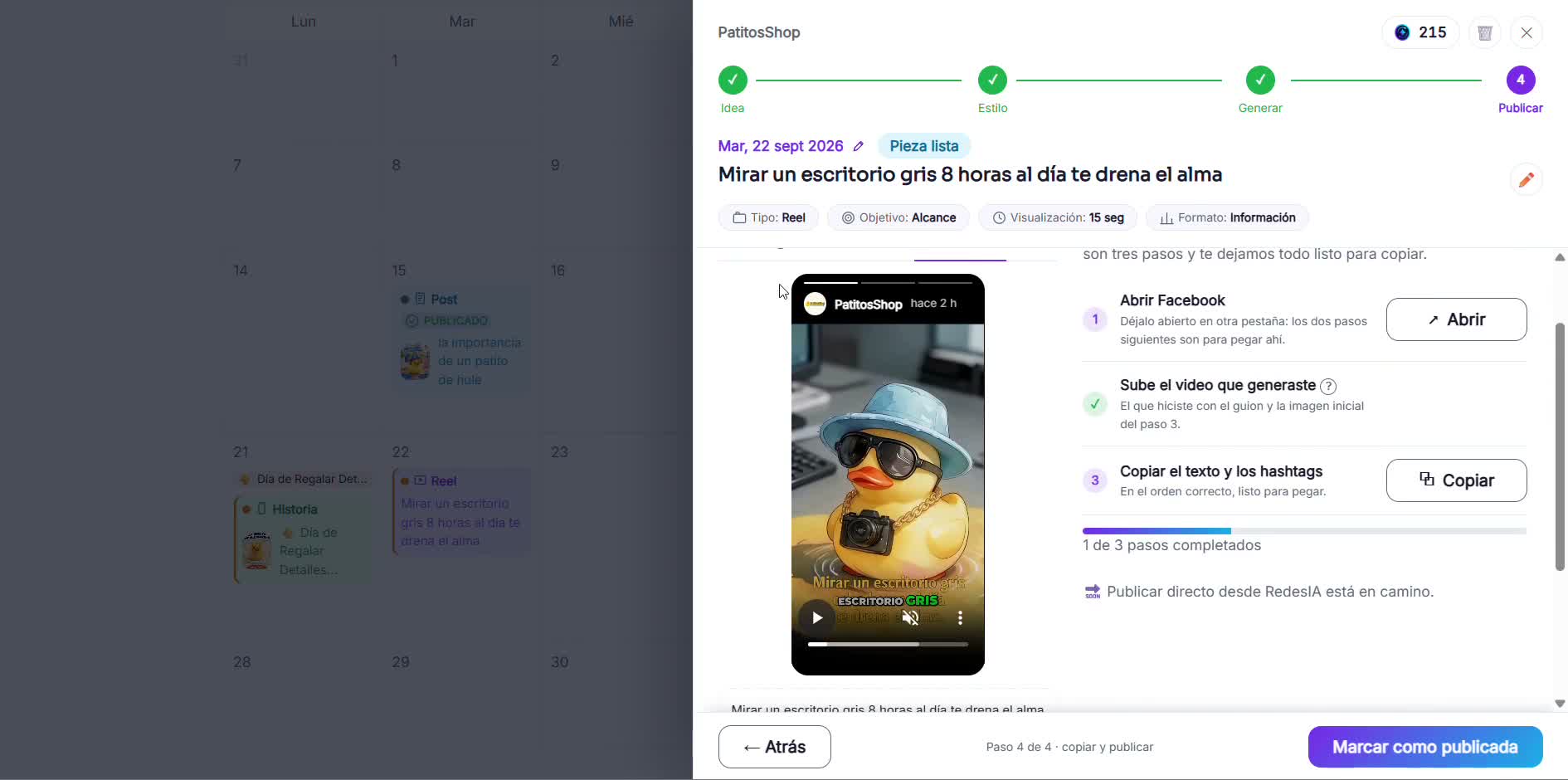 Captura de pantalla — paso 1: Abre Instagram y sube tu reel