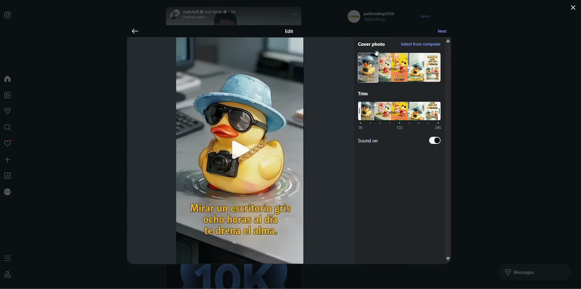 Captura de pantalla — paso 2: Elige la portada