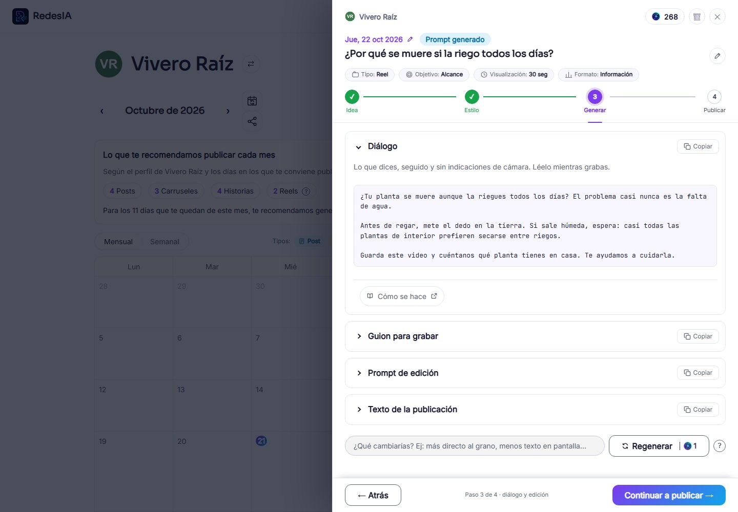 Captura de pantalla — paso 3: Lee el diálogo mientras grabas