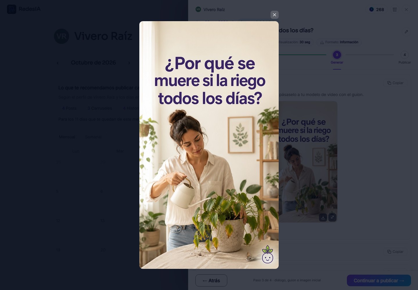 Captura de pantalla — paso 1: Genera tu reel y copia las imágenes de referencia