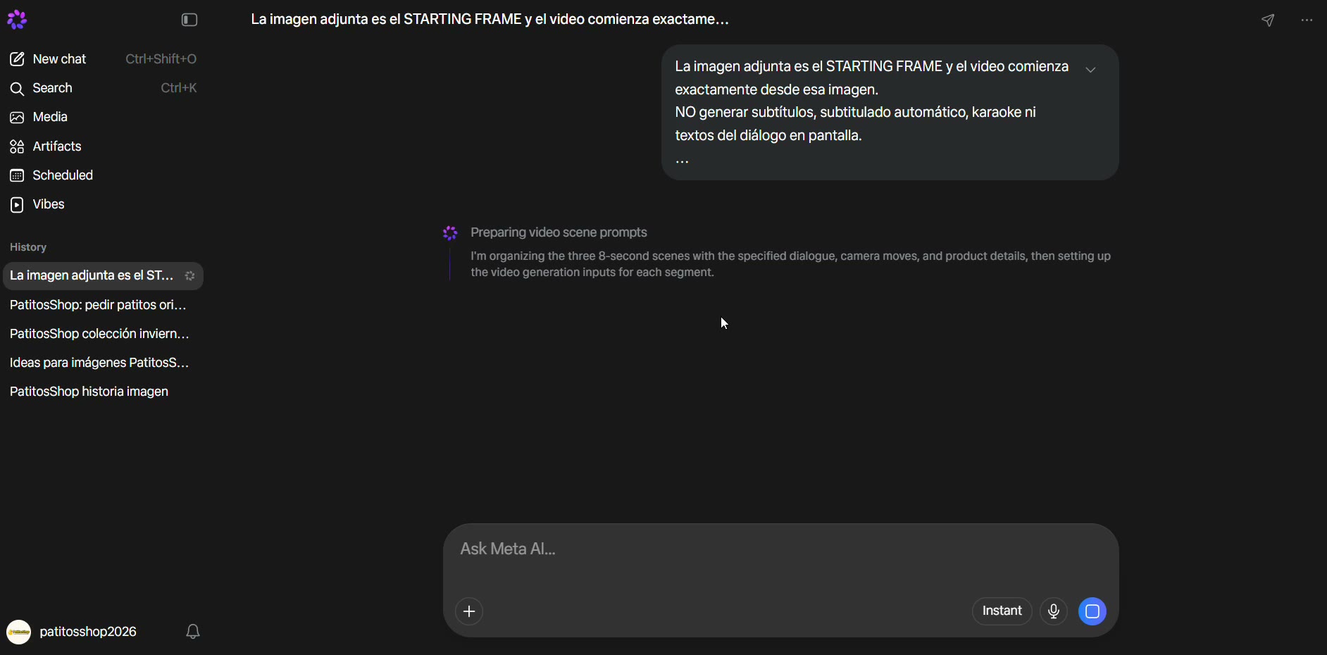 Captura de pantalla — paso 3: Pega el logo y las fotos en la misma conversación